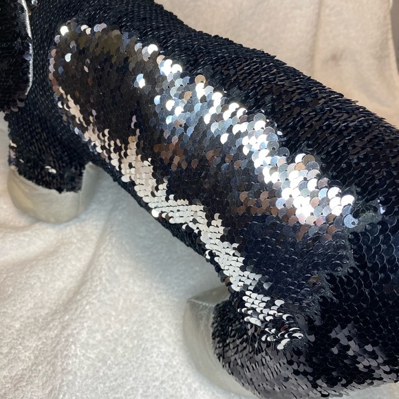 Dan Dee Dachshund Sequin Flip Plush Black & Silver Weiner Dog Stuffed Animal - Picture 8 of 16